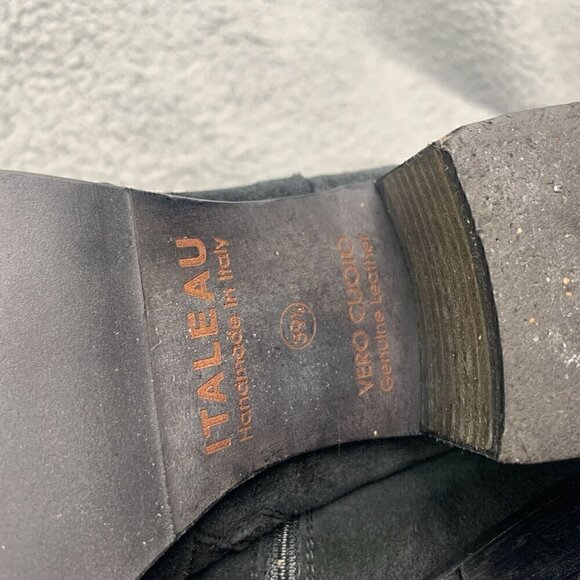 Italeau Black Suede Ankle Boots w/Tassel Side Zip Stacked Heel - Size 39.5/US9 - Picture 11 of 13